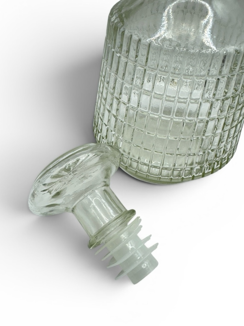 Vintage 1930s Art Deco Crystal Decanter Round Body Crystal Bottle 10” - Picture 3 of 4